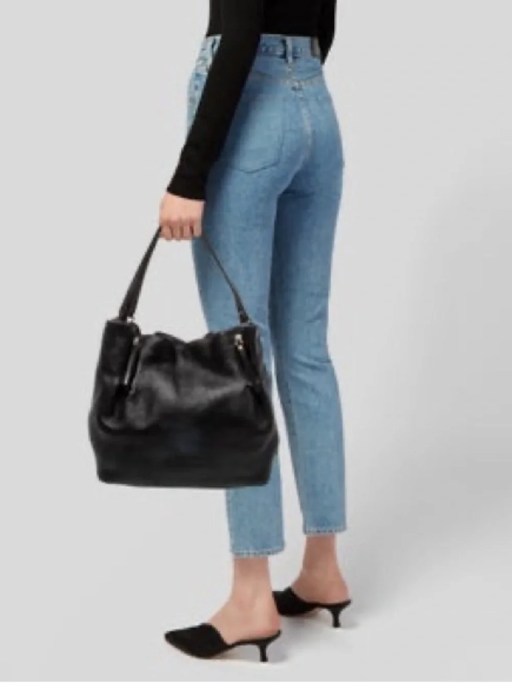 Burberry House Check Black Leather Large Shoulder Tote + Dust Bag